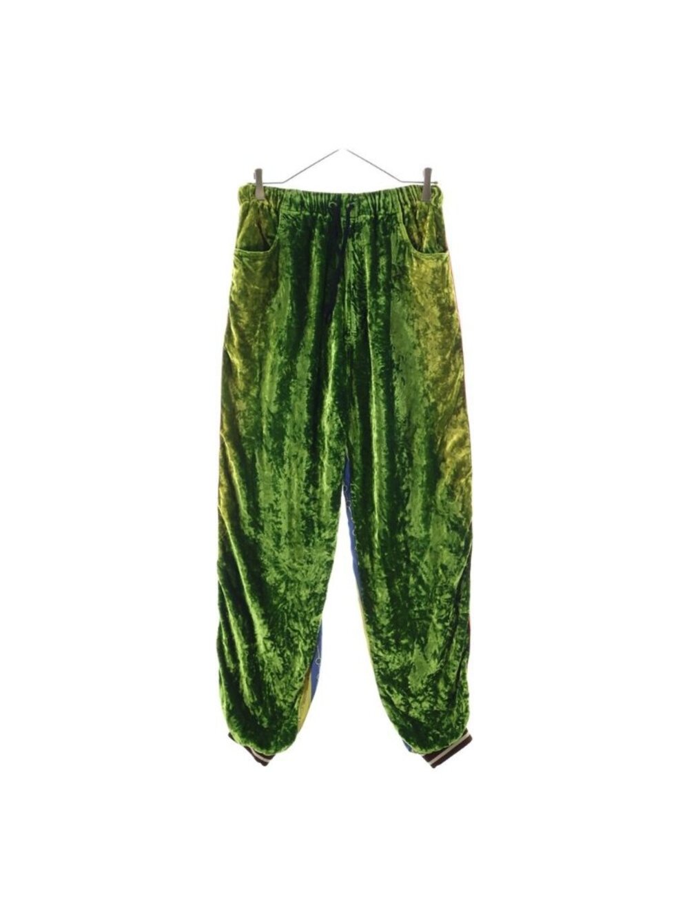 Gucci Mixed Media Jogger Pants Nylon Velour Contrast Side Line Sarouel Multi